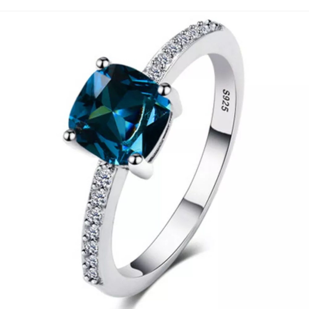 Sterling Silver Peacock Blue Tanzanite Ring - Picture 3 of 6